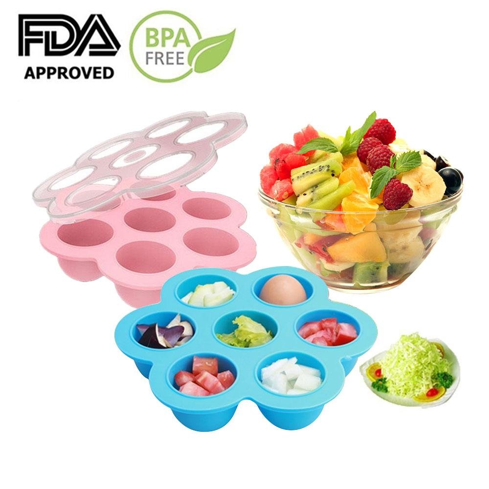 Aolvo Bebe Sevrage Congelateur Cubes Reutilisable Homemade Bebe Purees Recipient Congelateur Plateau Avec Couvercle Clipsable Sa 1 Pc Coque En Silicone Oeuf Bites Moules Pour Instant Pot Bebe Puericulture Le Repas