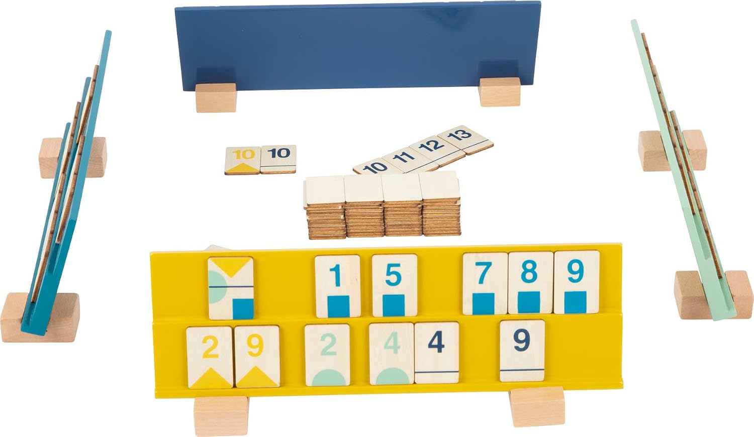 small foot 11716 Rummy Number Tiles Game made of wood, parlour game in modern colours, for ages 7+ years, Multicoloured - Image 5