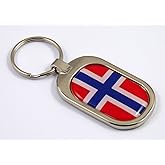 Norway Flag Key Chain Metal Chrome Plated Keychain Key fob keyfob Norwegian