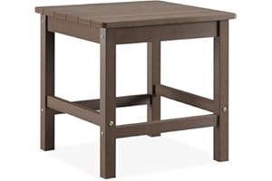 Psilvam Oversized Outdoor Side Table, 19.68" Poly Lumber Adirondack Side Table, Weather Resistant Patio Side Table for Poolside, Garden and Front Porch (Brown)