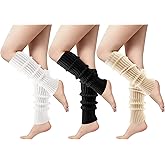 AQOKKA Leg Warmers for Women 80s 90s Winter Fashion Neon Ribbed Knitted Long Socks Y2k Girl Accessories for Yoga Sports Party