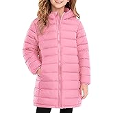 Enlifety 4-11T Girls Winter Coat Long Lightweight Hooded Puffer Jacket