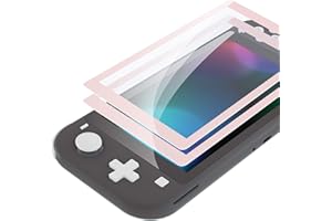 eXtremeRate 2 Pack Cherry Blossoms Pink Border Transparent HD Clear Protector Film, Tempered Glass Screen Protector for Nintendo Switch Lite