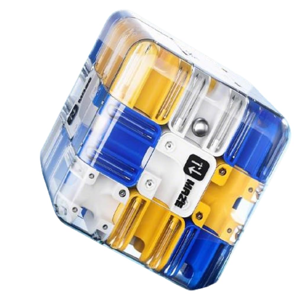 3D Rolling Ball Maze Cube, Cube Maze, Labyrinth Ball Challenge, Brain Teaser Puzzle Tool, Educational Focus Game Gift For Home Family Gatherings (Blue)