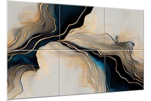 JBER Art Acoustic Panels, 6 Pack Self-Adhesive Large Wall Art Paintings for Wall Decoration, Sound Absorbing Panels for Recording Studio, Living room, Bedroom, Office 47.2×27 inch (Black Gold Marble)