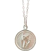 Jamber Jewels Origami Fox Disc Pendant Necklace in Sterling Silver with 16 Inch Chain