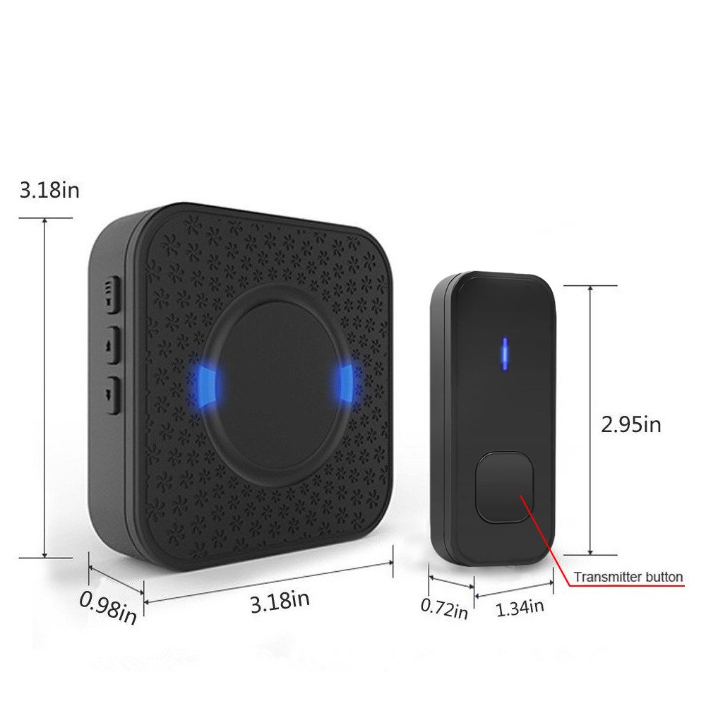 Wireless Doorbell, Kesouli Waterproof Wireless Doorbell Door Chime Kit, 2 Wall Plug-in Receivers and 1 Push Button at 1000-feet Range, 55 Chimes with LED Flash