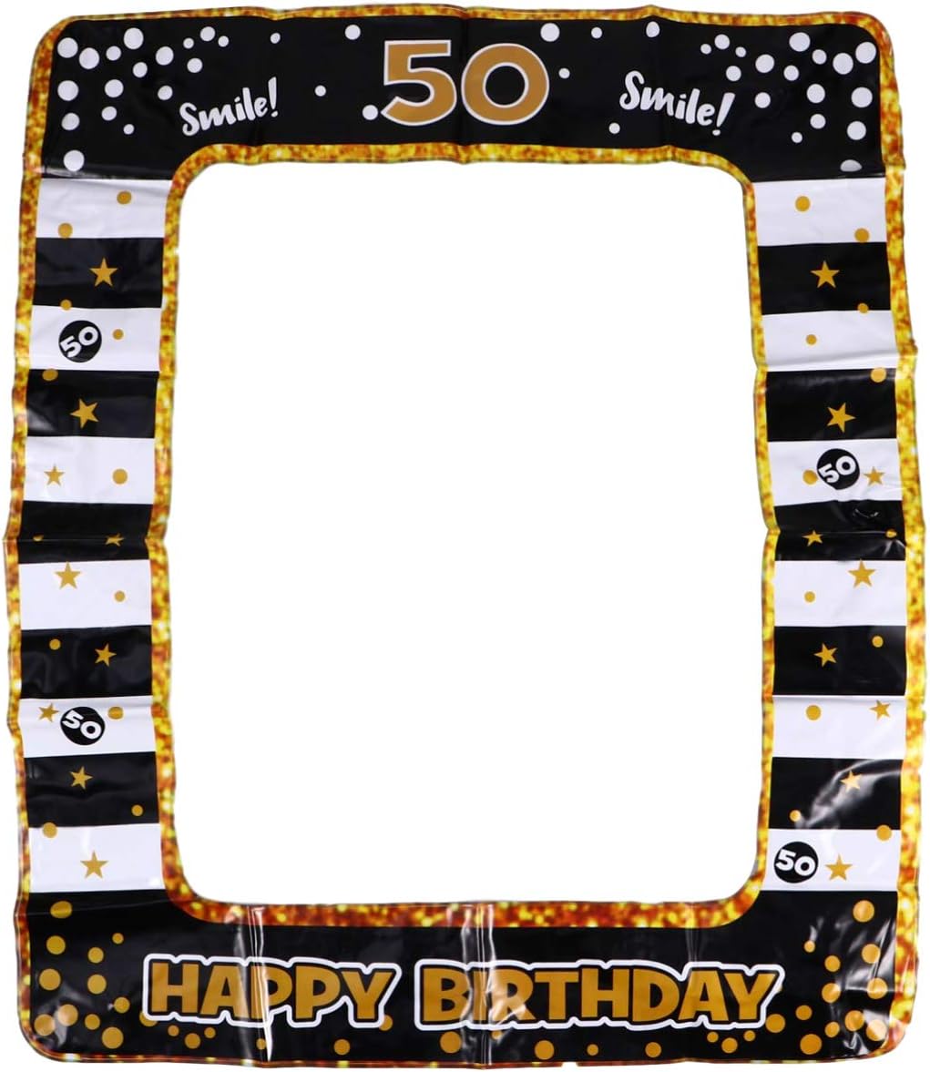 PRETYZOOM Inflatable Picture Frame Photo Booth Props Party Decorations for Birthday Party Supplies (Age 50)