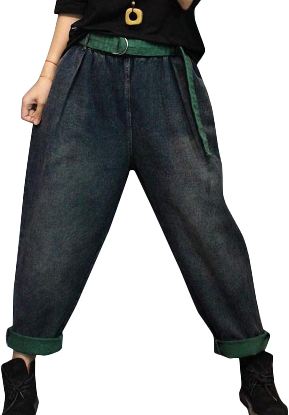 green baggy jeans