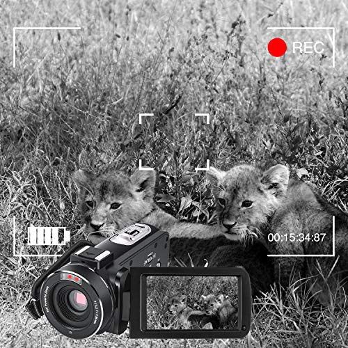 Video Camera Camcorder with Microphone FamBrow Full HD 1080p 24MP IR Night Vision 3.0 Inch 270 Degrees Rotatable Touch Screen 16X Digital Zoom Vlogging Camera Recorder for YouTube w/Battery Charger - Thumbnail 2