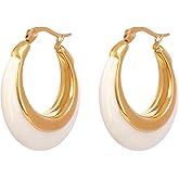 TaYolnFaSo Chunky Enamel Hoop Earrings for Women 18K Gold Plated Colorful Huggie Earrings Enamel Jewelry Valentine's Day Gift for Girlfriend Wife