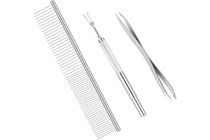 BWOGUE Premium Tick Removal Kit for Dogs and Cats - Stainless Steel Tool with Comb, Easily Removes Ticks and Fleas