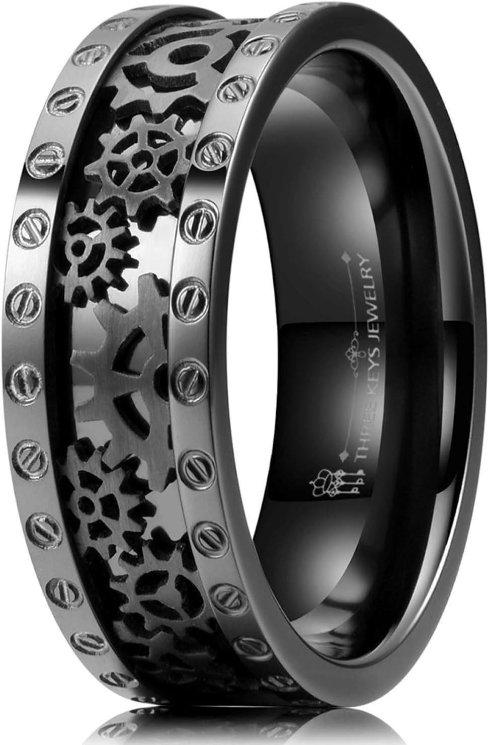 THREE KEYS JEWELRY Titanium Wedding Rings Fashion Bands for Mens Womens