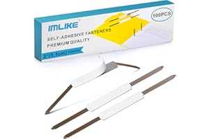 Self-Adhesive Prong Paper Fasteners - IMLIKE 100 PCS Metal File Fasteners, 2" Capacity, 2.75" Base for Paper Folder or Files, Brown - A Good Partner for Collecting Papers
