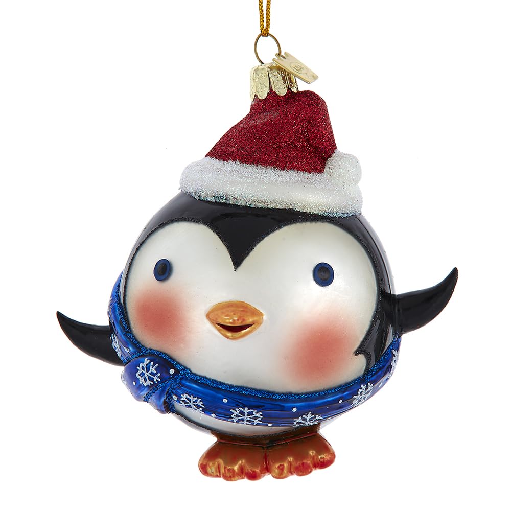 Photo 1 of **NO ARMS**Kurt Adler Nobel Gems Collection Glass Christmas Ornament, Roly Poly Penguin
