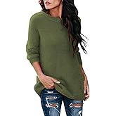 ROKIACDE Womens Fuzzy Sweaters Casual Crewneck Fleece Pullover Long Sleeve Thermal Soft Fuzzy Sweater Plus Size Tops Outwear