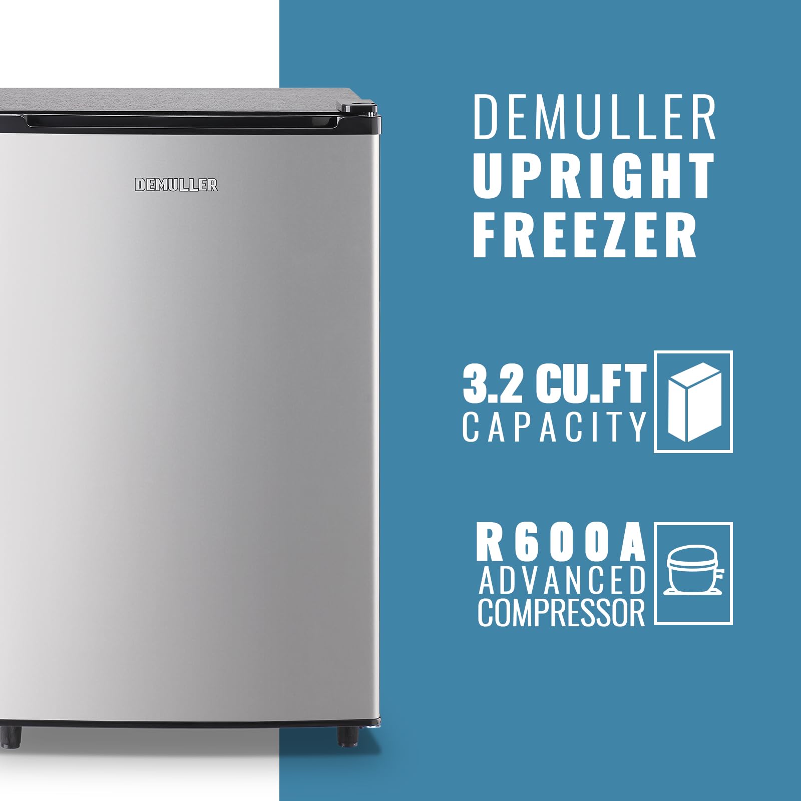 Upright Freezer 3.2 Cu.ft Freezer Single Door Freestanding Small Freezer with Adjustable Thermostat Front Door Open Mini Freezer for Kitchen, Apartment, Basement, Dorm, Silver