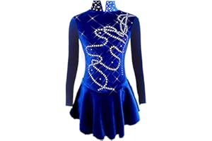 LIUHUO Ice Figure Skating Dress Girls Blue Velvet Skirts Children Dance Costumes Kids