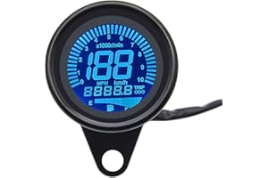 KAOLALI Motorcycle Speedometer, 12V Universal Motorcycle Backlight LCD Digital Speedometer Tachometer Speed Gauge Oil Level Meter Black