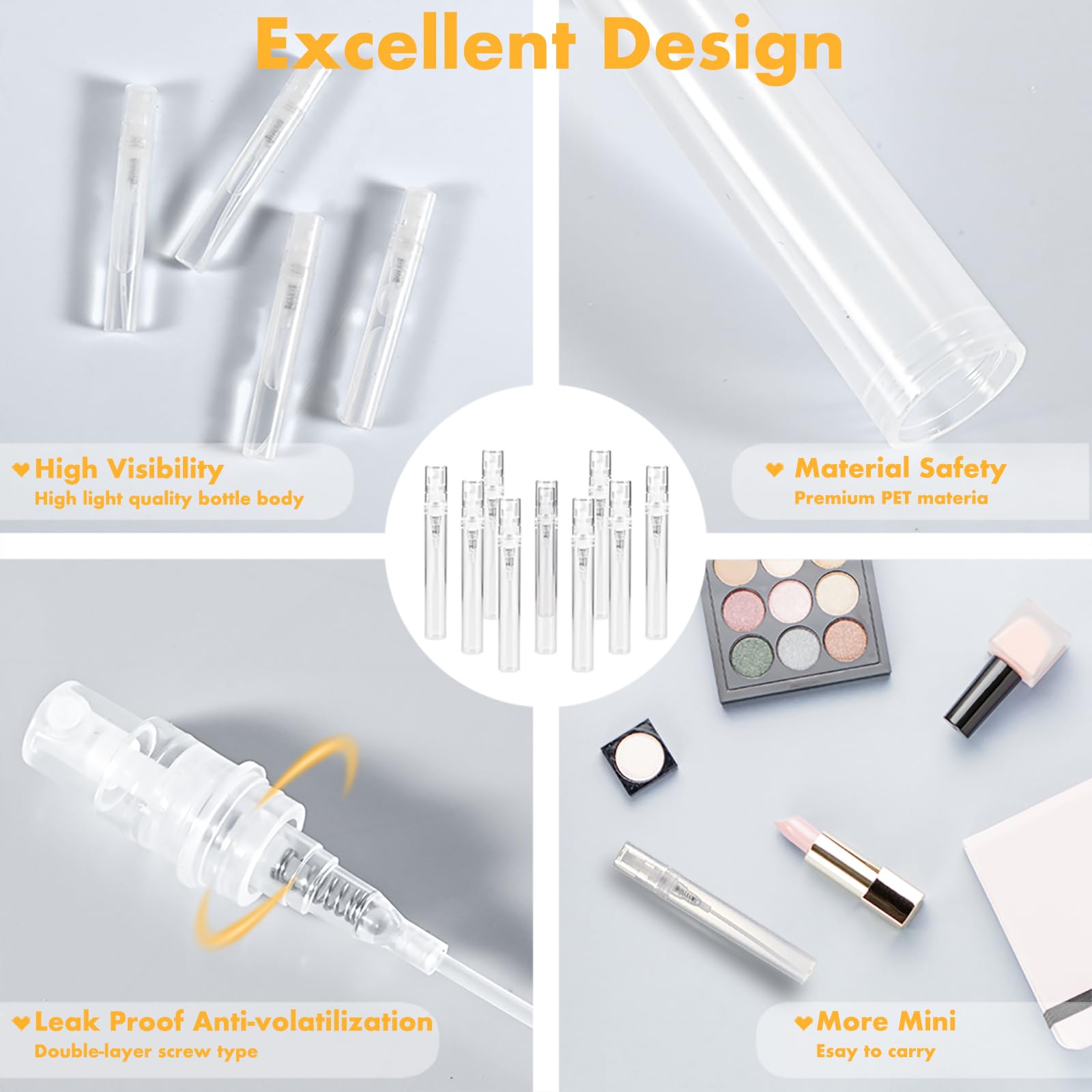 Mini Perfume Sample Bottles, 10 Pack 5 ml Plastic Small Perfume Spray Bottle, Fine Mist, Portable Perfume Travel Refillable Bottle, 2025 Upgraded atomizer sprayer for perfume, Clear
