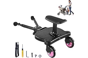 FANCEMOT Detachable Seat Stroller Board, 2 in 1 Sit and Stand Stroller Glider Board, Universal Stroller Board, Stroller Attachment for Toddler to Ride, for 2-6 Years Old Children, Max Load 55lbs (Pink)