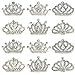 Elesa Miracle 12pc Girl Hair Accessories Rhinestone Tiara Crown Hair Comb Value Set, Princess Flower Girl Wedding Party Favor Hair Jewelry