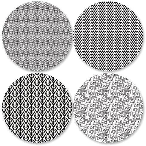 Coastero Absorbent Stone Coasters - BLACK AND WHITE - Set of 4