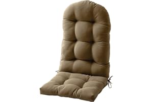 FILUXE Adirondack & Rocking Chair Cushion, High Back Patio Cushions - Waterproof Solid Tufted Pillow, Indoor/Outdoor Pads with Ties, Fade-Resistant & Seasonal All Weather Replacement (Cappuccino, 1)