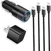 USB C Fast Charger Kits for Google Pixel 10 Pro XL/10/9 Pro Fold/8/7/7 Pro/6/5a, Samsung S25, Looptimo 48W PD&QC 3.0 Car Cigarette Lighter Adapter + 20W Wall Charger Block + 2 Pack Type C Cable 3.3ft