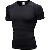 YEL Compression Shirt Men Short Sleeve Football Basketball Shirts Baselayer Undershirts Top for Workout Running Gym