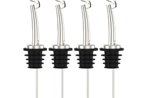 AXE SICKLE 4 Pcs Oil Spout Liquor Bottle Pourer Spouts Stainless Steel Speed Pour Spouts Olive Oil Dispenser Spout for About 3/4" Bottle Mouth, with Flip Top