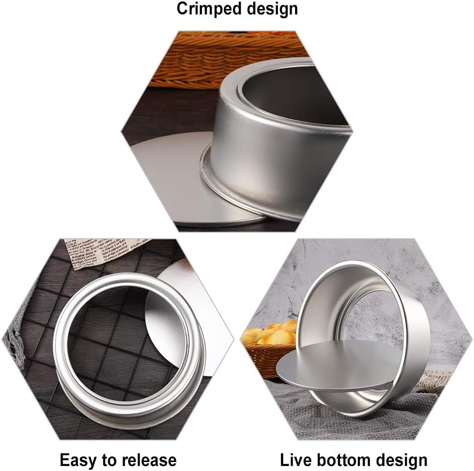 Draftor 2 Pack 8 inch Round Cake Tin Set including Loose Base - Image 5