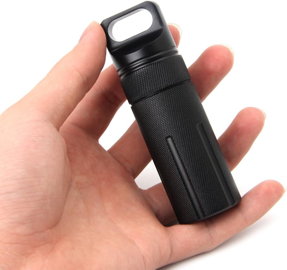 Onpiece Alloy Waterproof Capsule Holder Case Bottle Outdoor EDC Survival Case Container,Emergency Essential Storage for Hunting, Camping, Mountaineering, Outdoor Activities