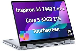 IST COMPUTERS Dell Inspiron 14 7440 2-in-1 Laptop (14" FHD+ Touchscreen, Intel Core 5 120U (> i7-1355U), 32GB DDR5, 1TB SSD), for Creator, Designer, 10-Hr Long Battery Life, Backlit, Win 11 Pro w/ AI Copilot