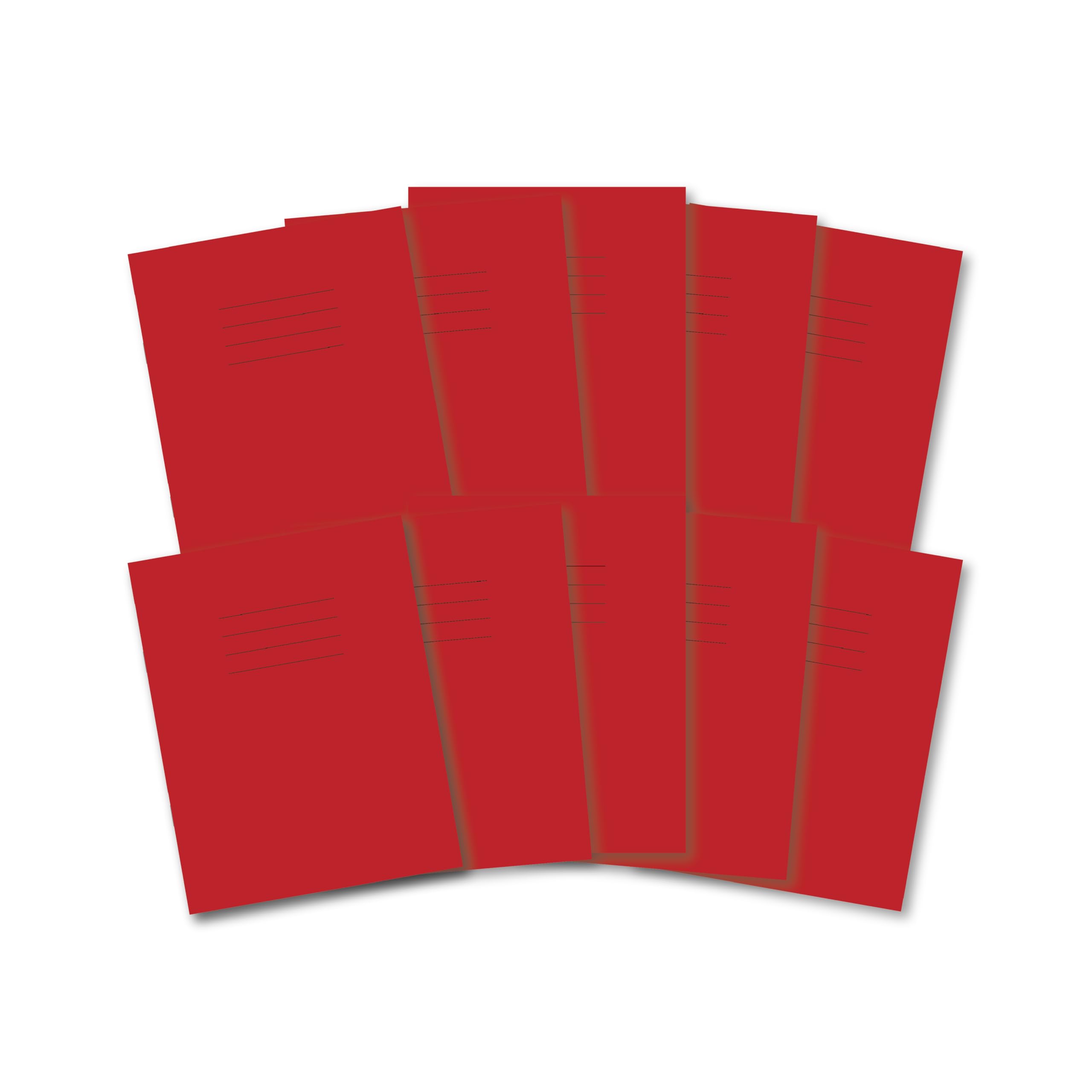 Hamelin A5 Exercise Books, 48 Pages, Red, Pack of 10 for School, 8 mm Ruled and Margin (9 x 7)