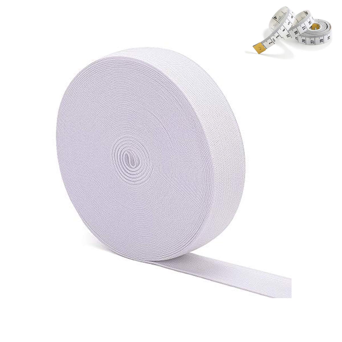 Suncoolla White 5M Long 15/25/35/40/50mm Wide Flat Elastic Band for DIY Webbing Garment Clothing Sewing Accessories (5M*25MM)