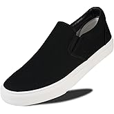 Men's Sneakers Classic Low Top Slip On Shoes Wide Canvas Skate Loafers Sneakers with Soft Insole Causal Dress Shoes for Men Comfortable Walking Shoes Slip on Sneakers for Men