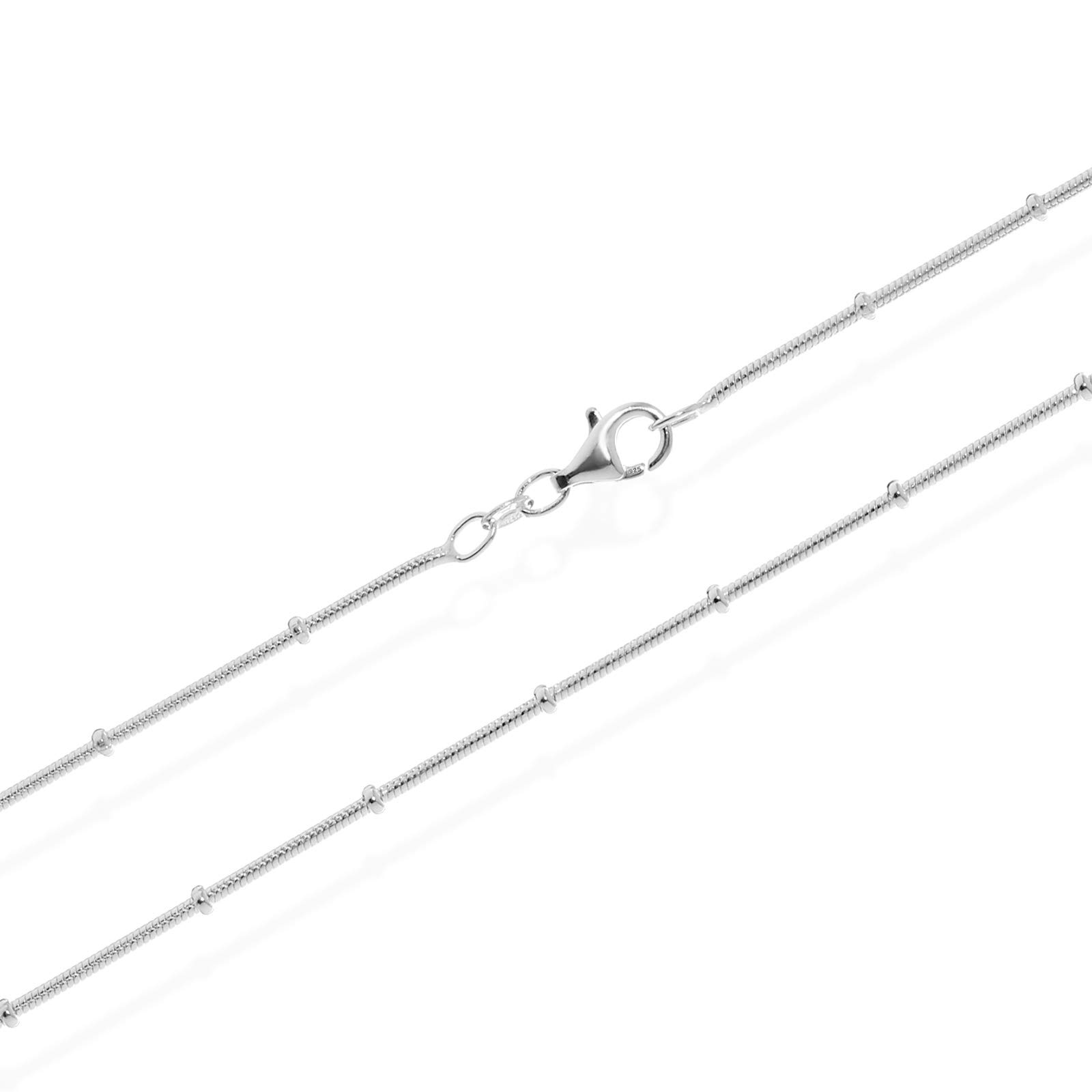 NKlaus 50cm snakechain 1,2mm 925 sterling silver necklace beads silver 4241