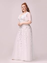 Ever-Pretty Womens Plus Size V-Neck Sequin