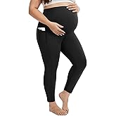 Fotociti Plus Size Maternity Leggings with Pockets Over The Belly,Pregnancy Pants for Casual Yoga Workout Lounge