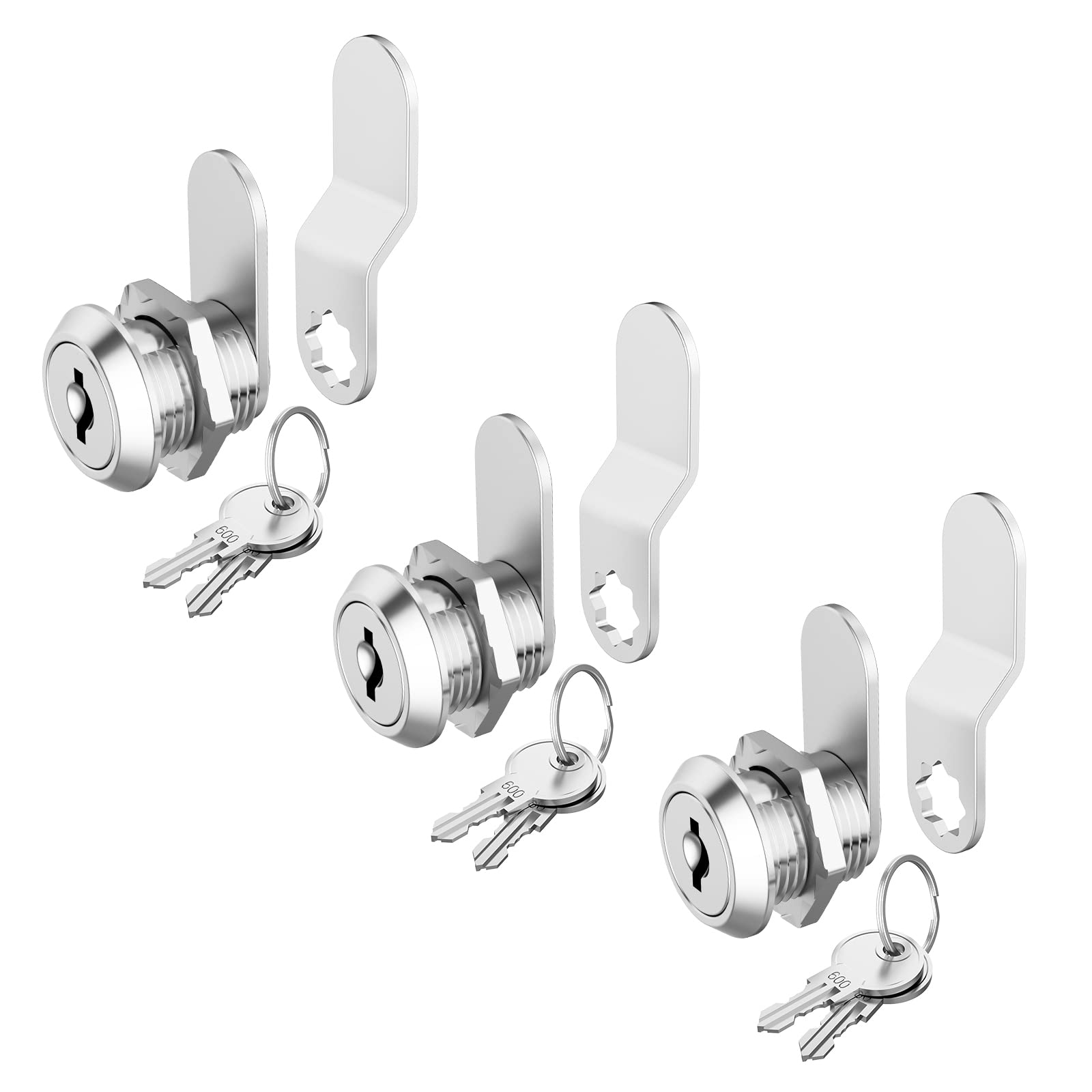 Hecfu 3 Pack Cabinet Locks with Keys, 5/8" Cam Lock Keyed Alike, Secure Drawer Mailbox File Cabinet, RV Storage Locks Tool Box Locks Replacement Set, Zinc Alloy