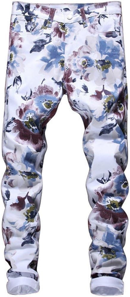 Jeans Men's Korean 3D Color Print Design Fashion Nightclub Singer Jeans Men