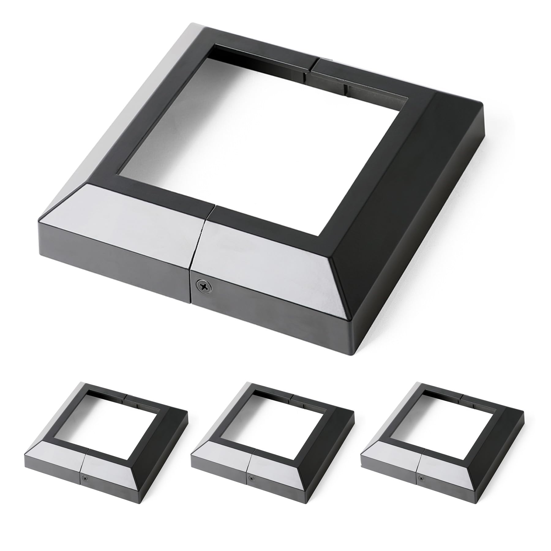 Photo 1 of 4Pack 5.5"x 5.5" Aluminum Deck Post Base Cover, Split Post Cover Skirts for Deck Railings?Stairs?Porches Black
