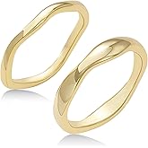 Fimewon Gold Rings for Women Non Tarnish 14K Gold Plated Stackable Ring Set Simple Trendy Wave Rings Birthday Gifts for Mom Waterproof Gold Jewelry Size 5-10