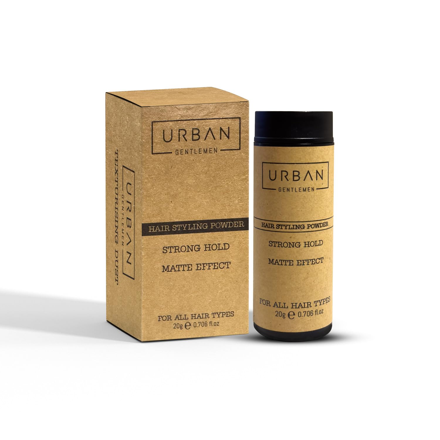 URBAN GENTLEMEN Hair Styling Texturising Powder - Instant Volume, Thickening and Style for All Hair Types, with Strong Matte Finish - Strong Hold 20g - Pack of 1