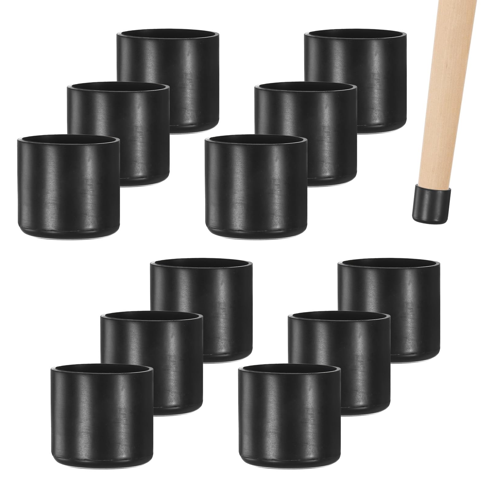M METERXITY 12-Pack Chair Leg Caps, 1 Inch(25mm) PVC Chair Leg Floor Protectors for Folding Chairs/Metal Chairs/Furniture Table/Hardwood Floors, Round Non-Slip Cover End Tips [Black]
