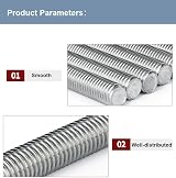 HIPICCO M14 x 300mm Threaded Rod 2mm Pitch 304 Stainless Steel Stud Bar 2 Pack view 4
