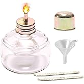 150ml Empty Glass Alcohol Burner Lamp,Lab Heating Equipment with Metal Cap,5 Replacement Cotton Wicks &amp; 1 Plastic Funnels, Portable Alcohol Lamp for School Chemistry Classroom Home Science Experiment