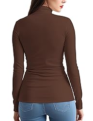 Womens Long Sleeve Turtleneck T-Shirts Mock Neck