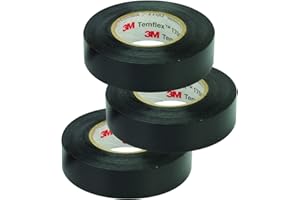 3M Temflex Vinyl Electrical Tape, 1700, 3/4 in x 60 ft, Black 1.5core (3-Roll)